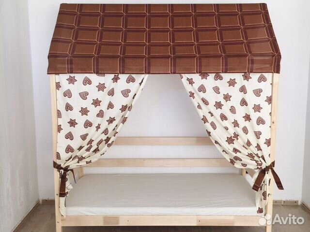 Крыша и шторки для кроватки домика