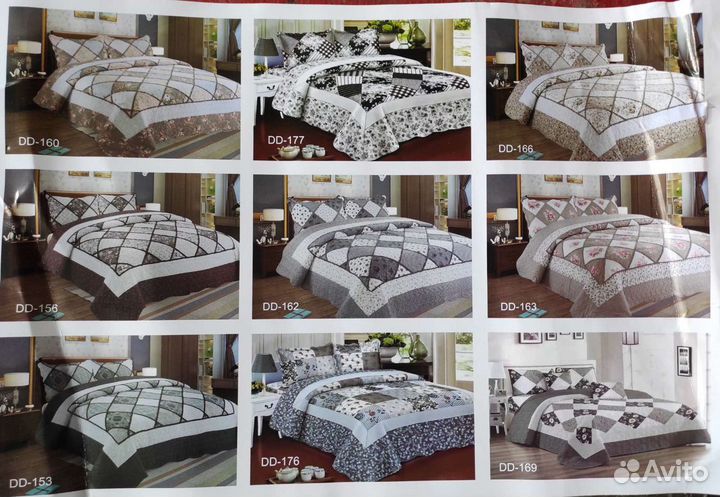 Покрывало на кровать стеганое хлопковое евро