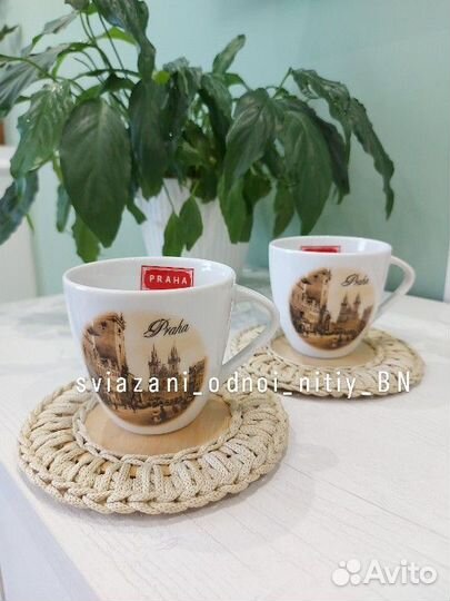 Вязаные подставки под чашки