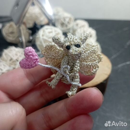 Мини дракон, миниатюра, вязаный дракон амигуруми