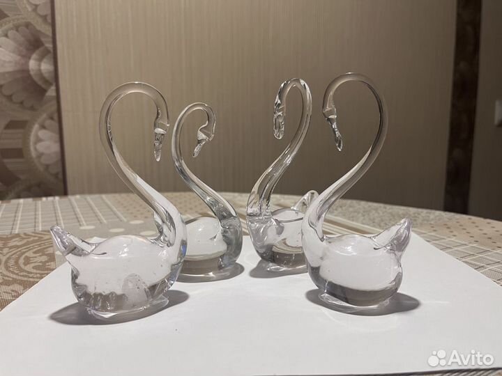 Хрустальные фигурки лебедь