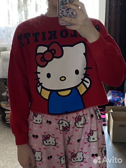 Укороченный свитшот hello kitty