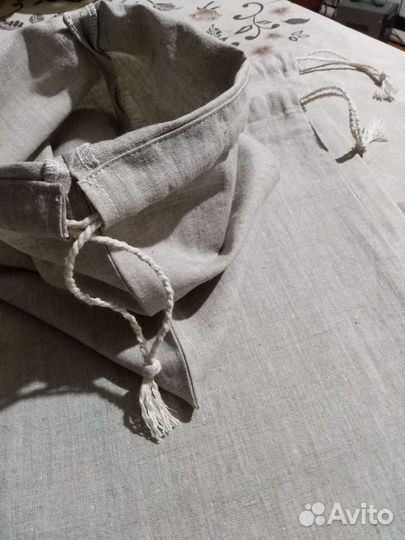 Экомешочки льняные с хлопковыми завязками
