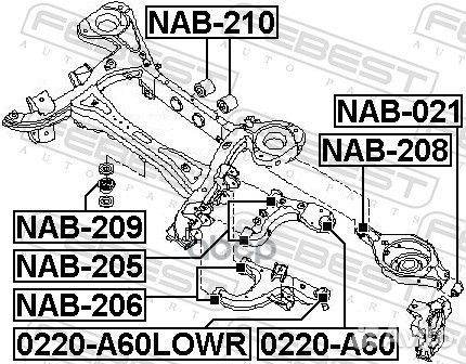 Сайлентблок заднего нижнего рычага NAB-206 Febest