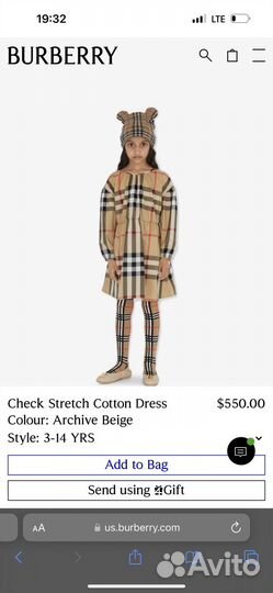 Burberry платье для девочки 92 см