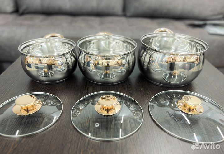 Кастрюля набор нержавеющая сталь новая