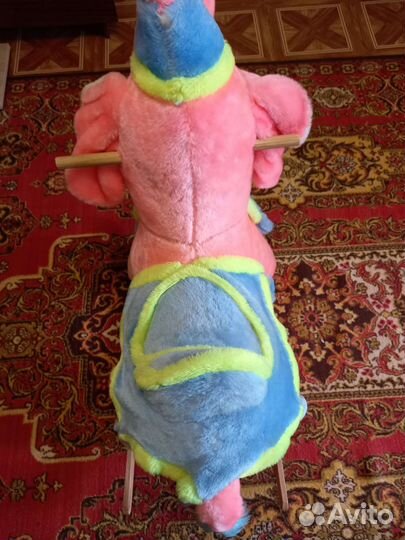 Детская качалка слоник розовый