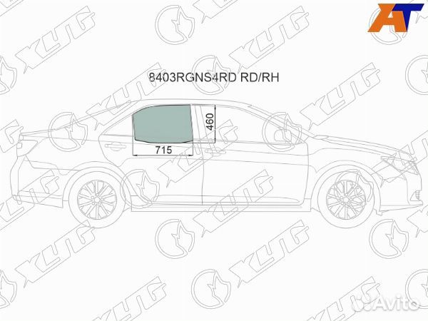 Стекло боковое опускное toyota camry europe/russia