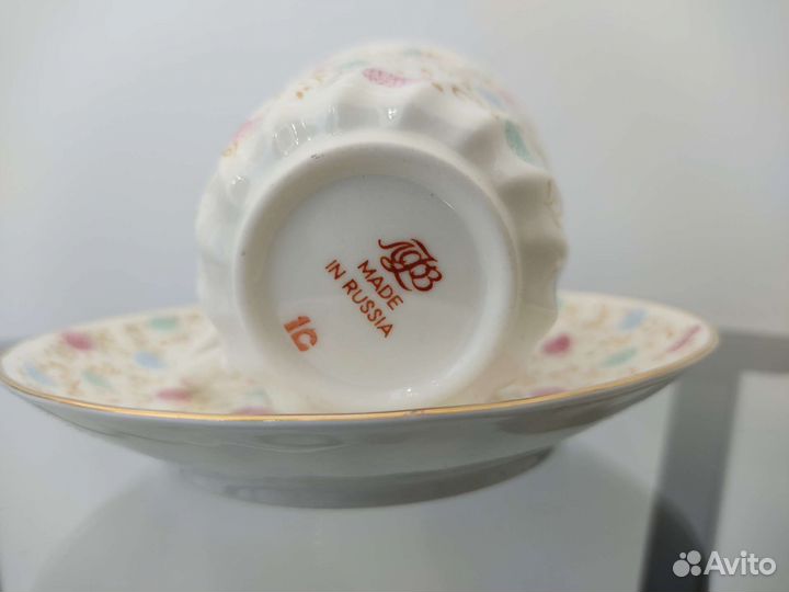 Фарфоровая кофейная пара «Хризантема» Витая лфз