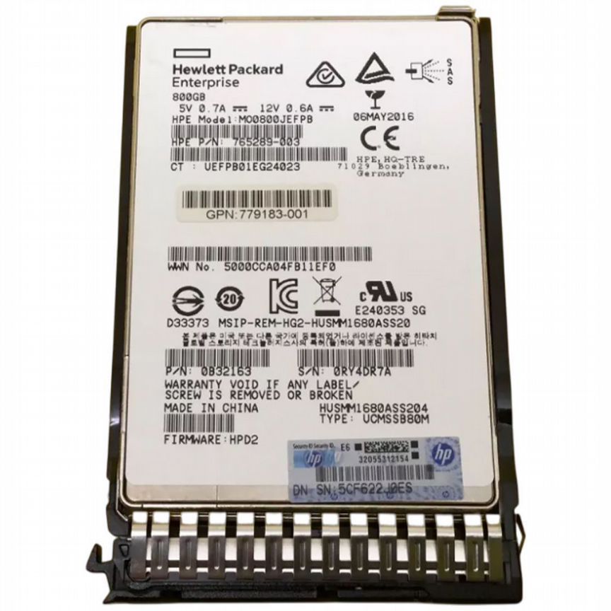 [U1200] Жесткий Диск Hp Mo0800jefpb 800gb Sas 2,5" Ssd U1200