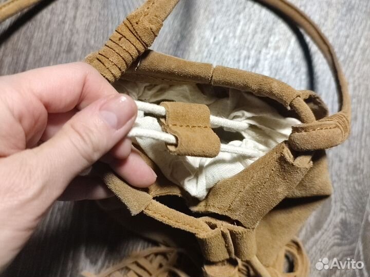 Сумка тоут zara натуральная замша