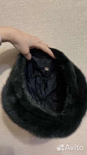 Норковая шапка-берет женская