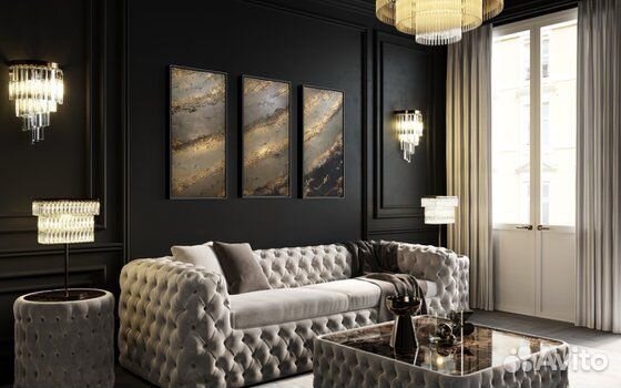 Модульные картины на стену Золотая абстракция