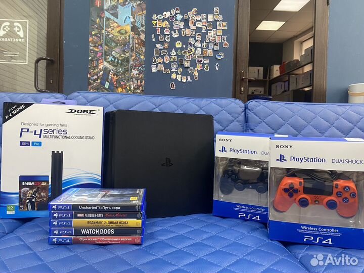 Sony playstation 4 slim 500gb/2 геймпада/5 дисков