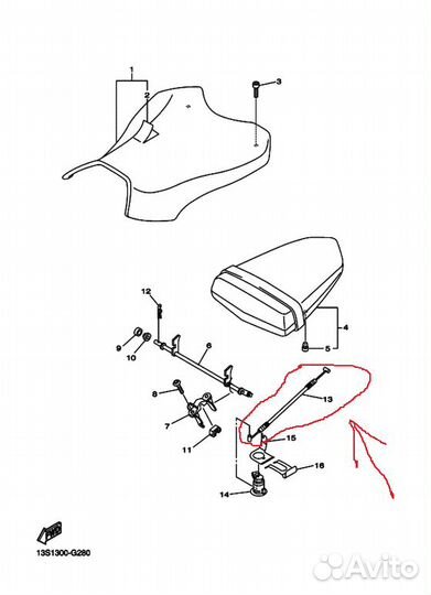 Тросик замка сидения пассажира Yamaha YZF-R6 08