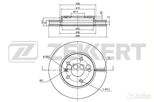 Диск торм. перед. Opel Insignia 08- Saab 9-5
