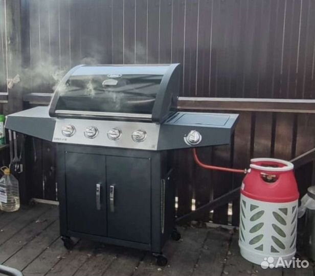 Газовый гриль с чугунной решеткой, 4 горелки