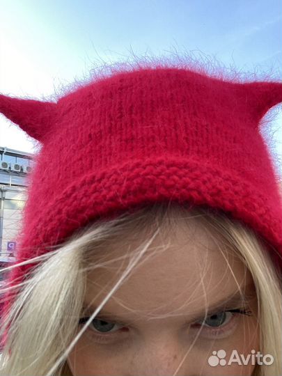 Шапка женская вязаная из пуха норки