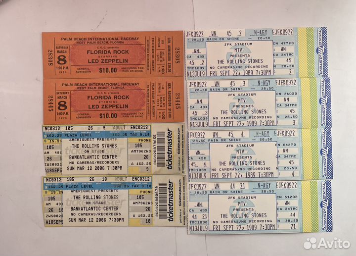 Винтажные Билеты на концерты легенд рока