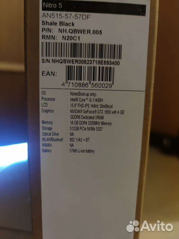 Acer Nitro 5 i5-11400H/1650/16Gb/512Gb/144Гц новый объявление продам