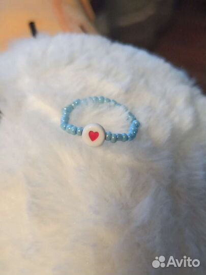 Колечко из бисера с сердечком