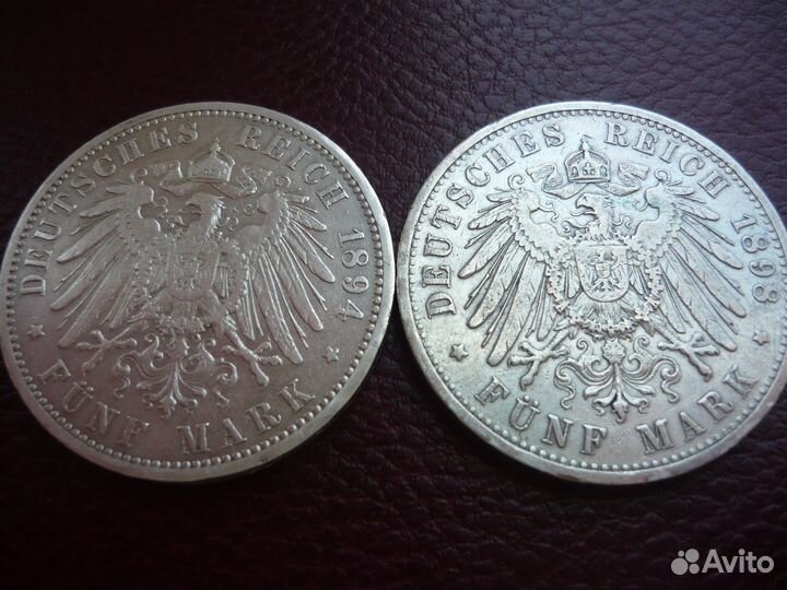 5 марок Вильгельм серебро
