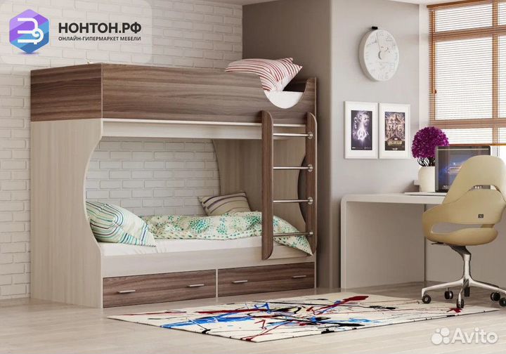 Двухъярусная кровать Адель-Д2 ясень шимо светлый