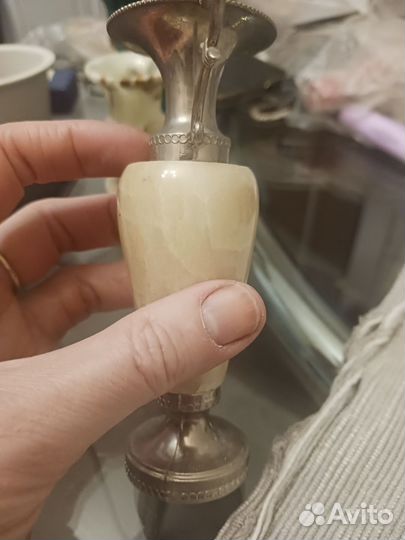 Вазочка натуральный камень металл