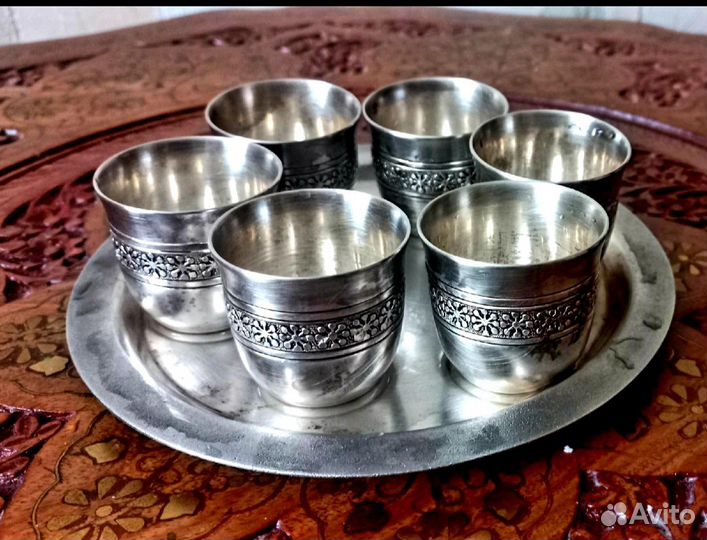 Мельхиоровый винно- коньячный набор