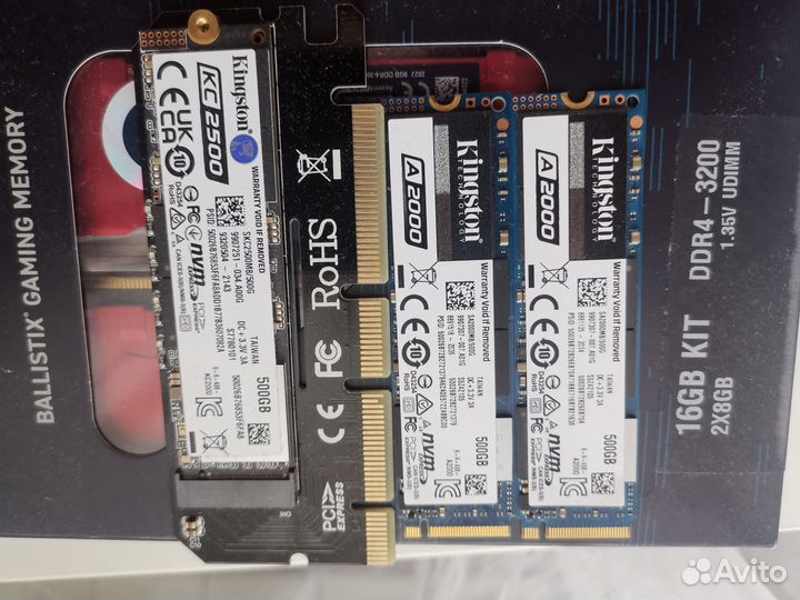 Ssd nvme Kingston a2000 500gb 2 шт