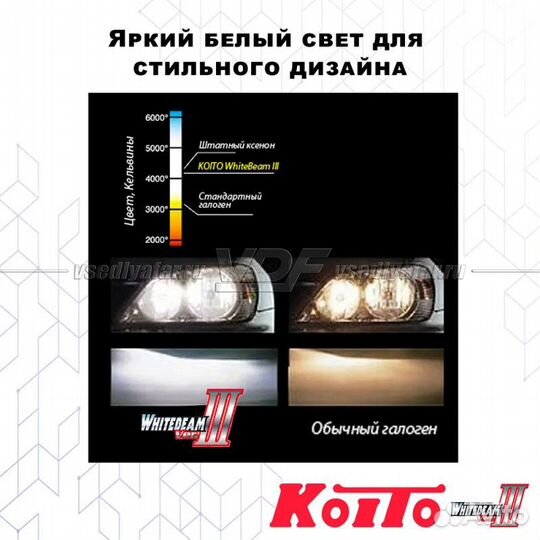Лампа галогенная Koito Whitebeam H8 12V 35W (70W)