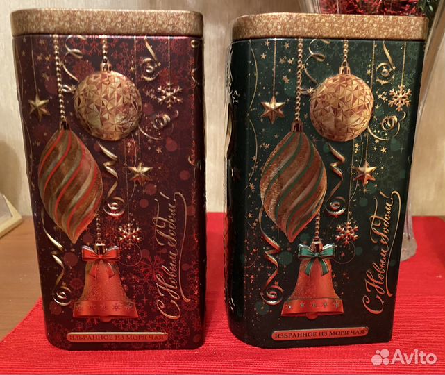 Жестяные банки для чая новогодние