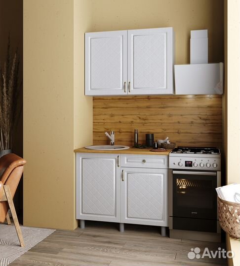 Малогабаритная кухня 1 метр белая