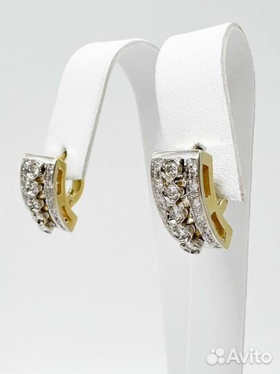 Золотые серьги СССР с бриллиантами 585 / 6.98 гр