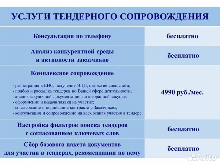 Тендерное сопровождение. Подача заявки. Обучение