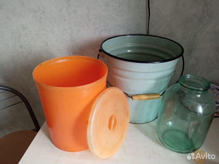 Ведро эмалированное, п/эт, СССР, банки