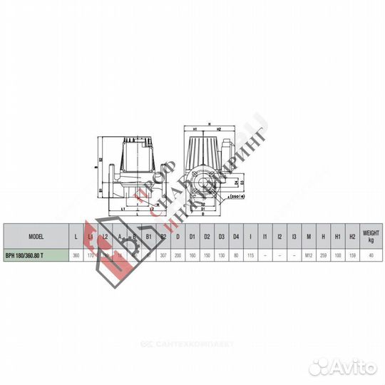 Насос BPH 180/360.80T PN10 3х230-400В/50Гц DAB 505