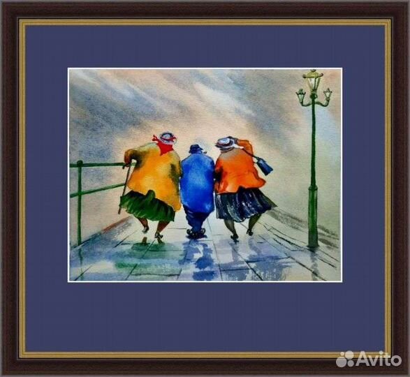 Картина акварелью 19,5х24,5. Вечер пятницы