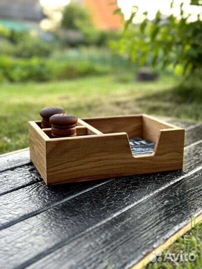 Салфетница из дуба с отделом для специй