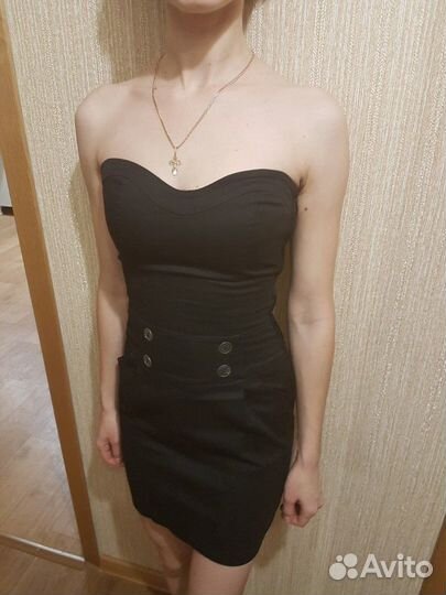 Платье черное мини