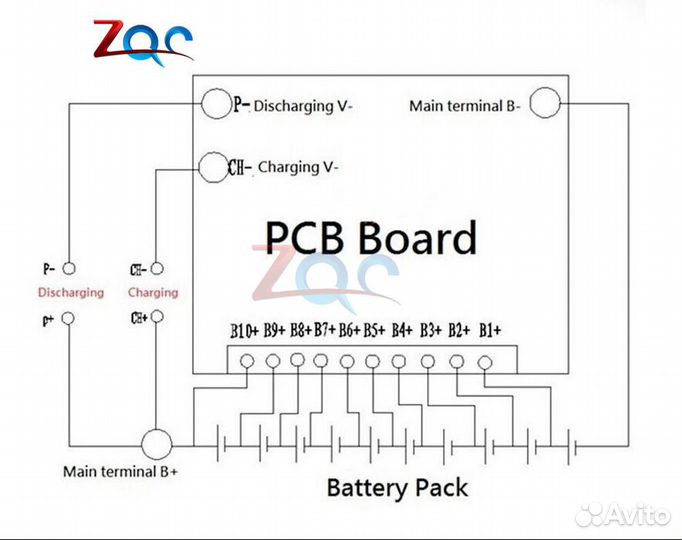 BMS 10S 36V 40A Li-ion