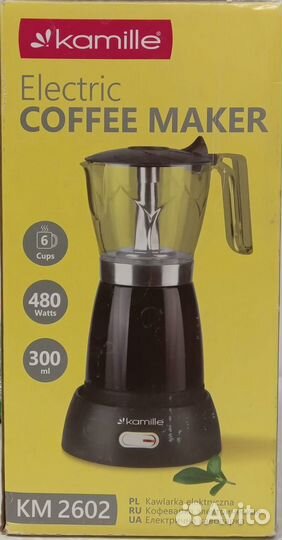 Кофеварка гейзерная электрическая Kamille 2602, че