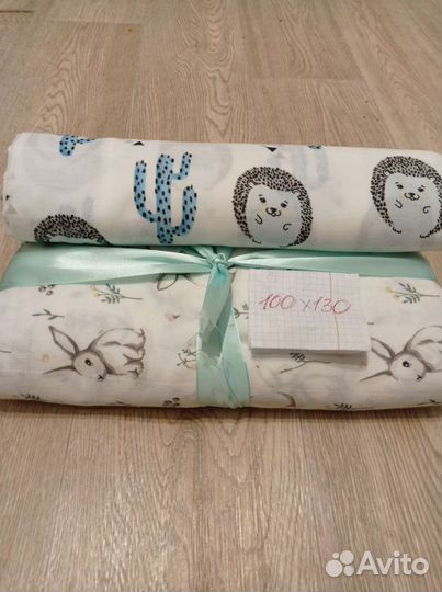 Муслиновый плед 100х 132см + 1 пеленка