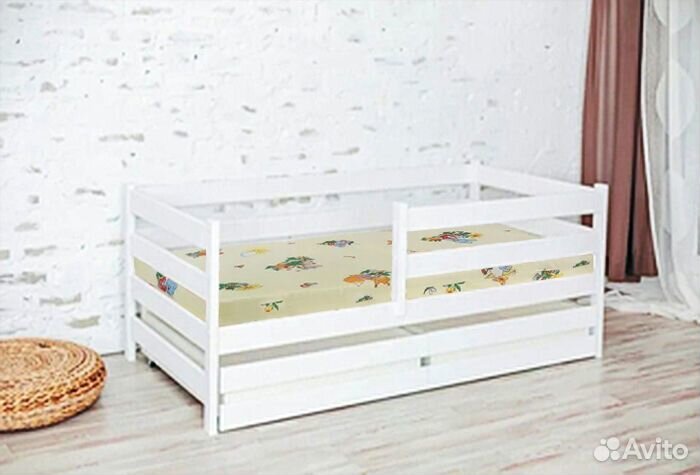Кроватка софа эко от 2х лет высокий борт из массив