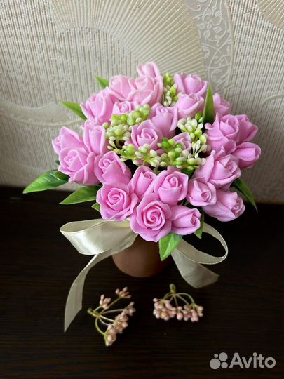 Букет роз из мыла