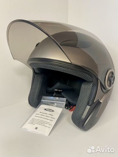 Шлем для скутера, электросамоката серый размер S