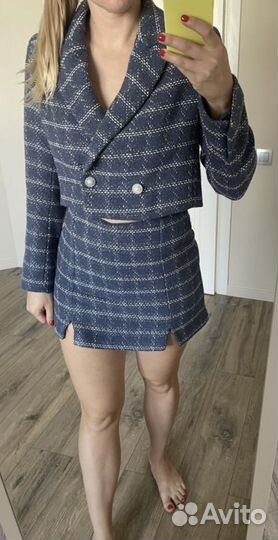 Твидовый костюм zarina 44