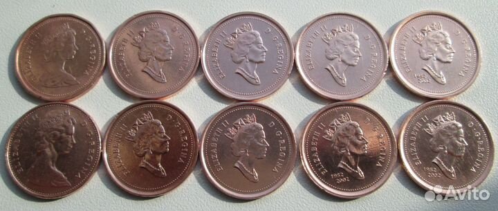 Канада 1 цент и 10 центов