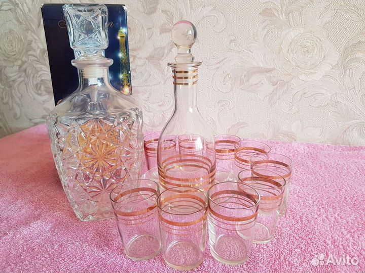 Графин итальянский и Советский графин с рюмками