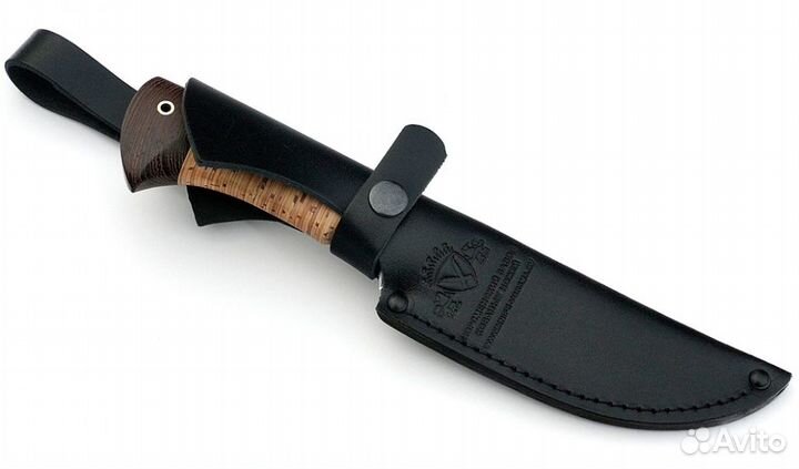 Нож Койот клинок дамаск, рукоять береста